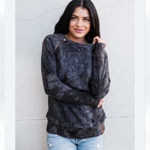 Ampersand & Ave Side Zip Pullover Sweatshirt Charcoal 3XL
